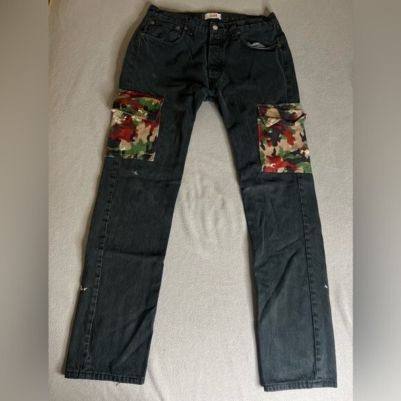 Vintage Levis 501 Cargo Double XX Straight Button Fly Jeans Mens Sz 33 x 33 - Picture 1 of 16